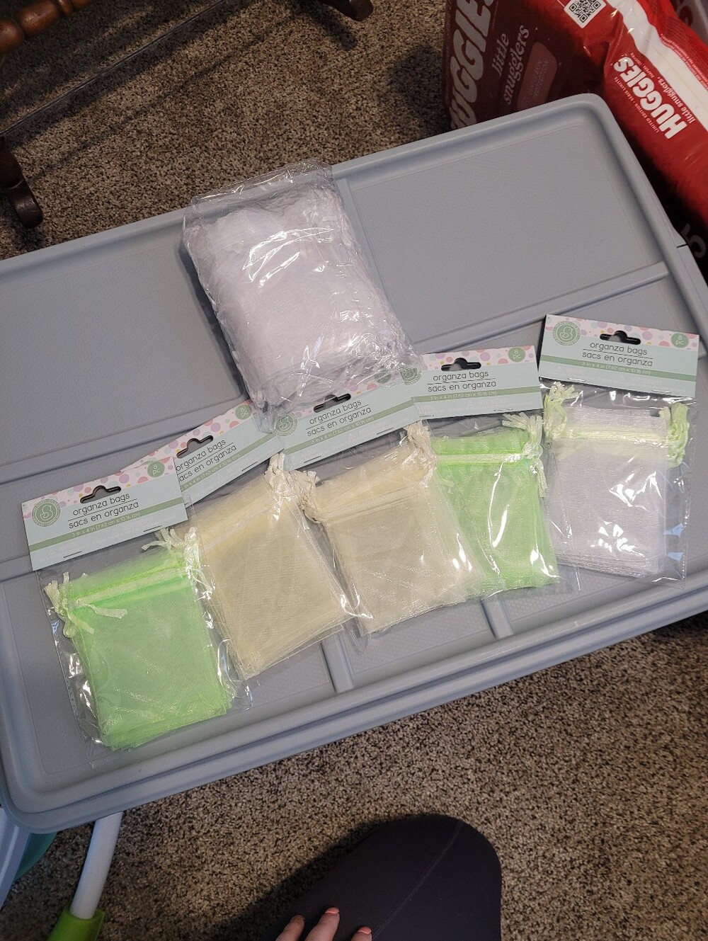 Organza Drawstring Favor Bags - White, Yellow, Light Green - Unbranded